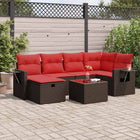 7-Piece Poly Rattan Lounge Set with Cushions Brown