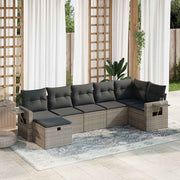 Loungeset 7-delig poly rattan grijs