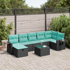 8-piece Lounge Set with Cushions Polyrattan Black