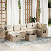 Loungeset 8-delig poly rattan beige