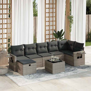 Loungeset 8-delig poly rattan grijs