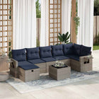 8-piece Lounge Set with Cushions Poly Rattan Grey