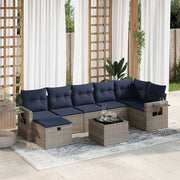 Loungeset 8-delig poly rattan grijs