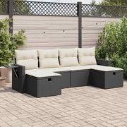 Loungeset 6-delig poly rattan zwart