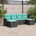 Loungeset 6-delig poly rattan zwart