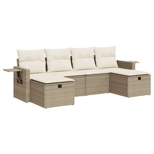 6-delige Loungeset met kussens poly rattan beige
