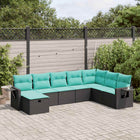 8-piece Lounge Set with Cushions Polyrattan Black