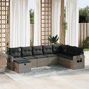 Loungeset 8-delig poly rattan grijs