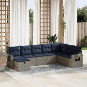 Loungeset 8-delig poly rattan grijs