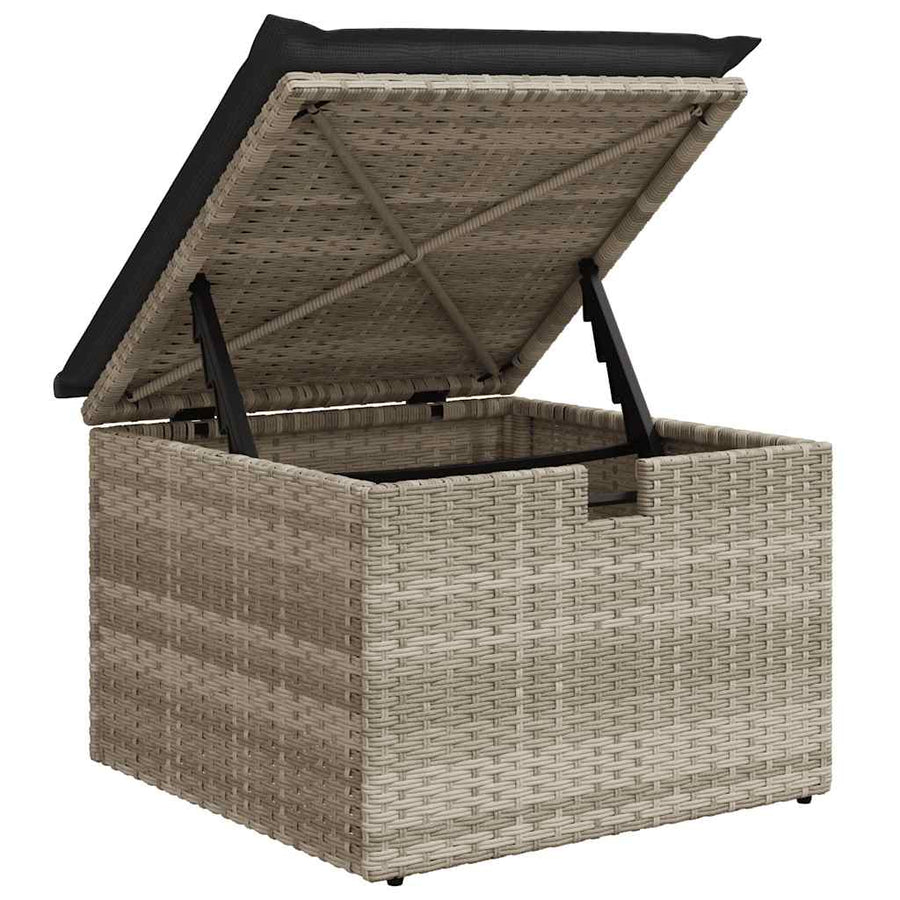 8-delige Loungeset met kussens poly rattan lichtgrijs