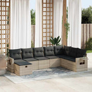 Loungeset 8-delig poly rattan lichtgrijs