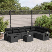 Loungeset 9-delig poly rattan zwart