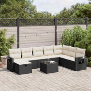Loungeset 9-delig poly rattan zwart