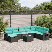 Loungeset 9-delig poly rattan zwart
