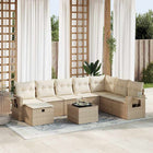 Loungeset 9-delig poly rattan beige