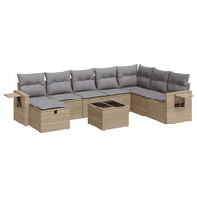 9-delige Loungeset met kussens poly rattan beige