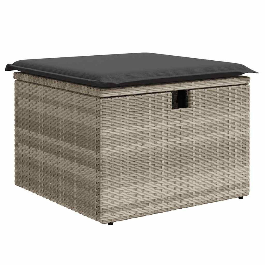 9-delige Loungeset met kussens poly rattan lichtgrijs