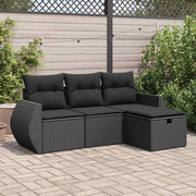 Loungeset poly rattan 4-delig zwart