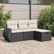 Loungeset 4-delig poly rattan zwart