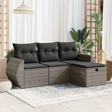 4-delige Loungeset met kussens poly rattan grijs