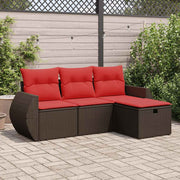 Loungeset 4-delig poly rattan bruin