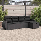5-Piece Loungeset with Cushions Poly Rattan Black