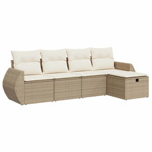 5-delige Loungeset met kussens poly rattan beige