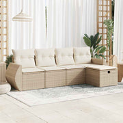 Loungeset poly rattan 5-delig beige