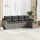 Loungeset 5-delig poly rattan grijs
