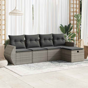 Loungeset 5-delig poly rattan grijs