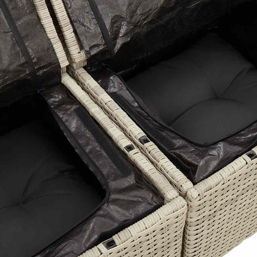 5-delige Loungeset met kussens poly rattan lichtgrijs