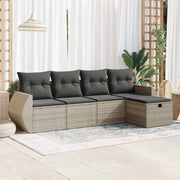Loungeset 5-delig poly rattan lichtgrijs
