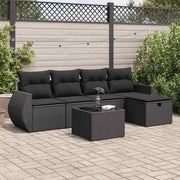 Loungeset 6-delig poly rattan zwart