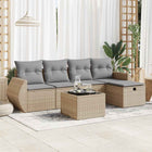 6-piece Lounge Set with cushions poly rattan beige