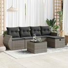 6-piece Lounge Set with Cushions Poly Rattan Grey