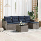6-piece Lounge Set with Cushions Poly Rattan Grey