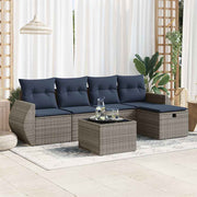 Loungeset poly rattan grijs 6-delig