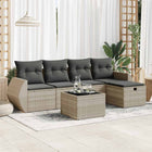 Loungeset 6-delig poly rattan lichtgrijs