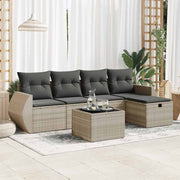 Loungeset 6-delig poly rattan lichtgrijs
