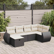 Loungeset 6-delig poly rattan zwart