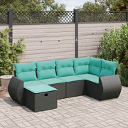6-piece Lounge Set with Cushions Poly Rattan Black