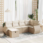 Loungeset 6-delig poly rattan beige