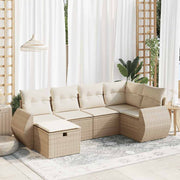 Loungeset 6-delig poly rattan beige