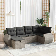 Loungeset 6-delig poly rattan grijs