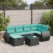 Loungeset 7-delig poly rattan zwart