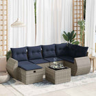 Loungeset 7-delig poly rattan grijs