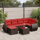 Loungeset 7-delig poly rattan bruin met opbergruimte