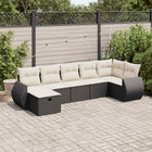 7-delige Loungeset met kussens poly rattan zwart