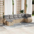 7-delige Loungeset met kussens poly rattan beige