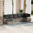 7-delige Loungeset met kussens poly rattan grijs